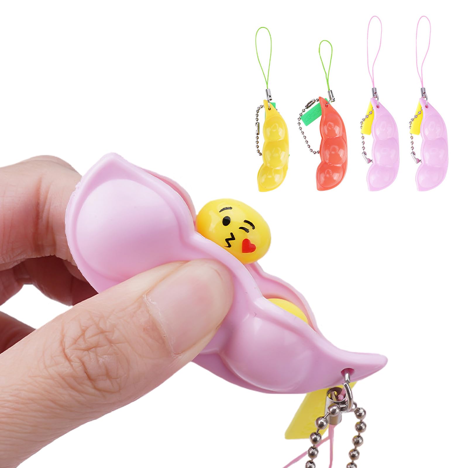 Amazon | スクイーズ豆 【4個】 枝豆 キーホルダー 大豆おもちゃ 解消